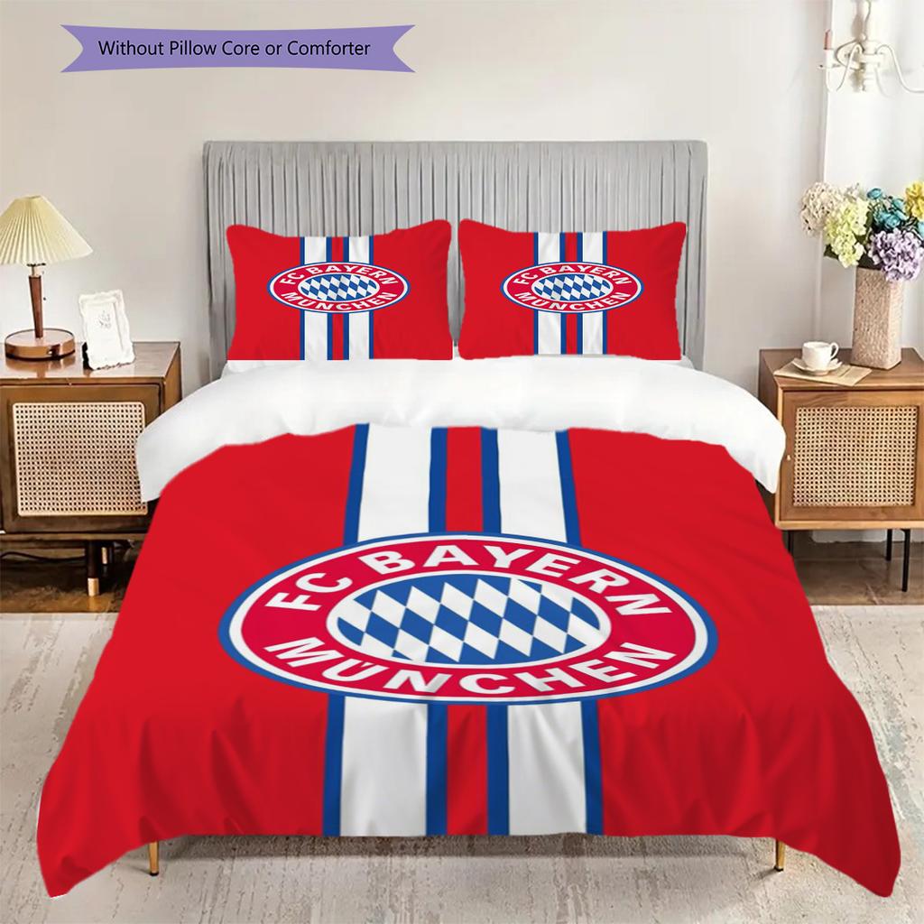 Biancheria da letto con stemma FC Bayern Monaco (1 * copripiumino + 2 * federa, senza nucleo) Set biancheria da letto 2D Piatto Regalo di Natale Compleanno Morbido e Confortevole