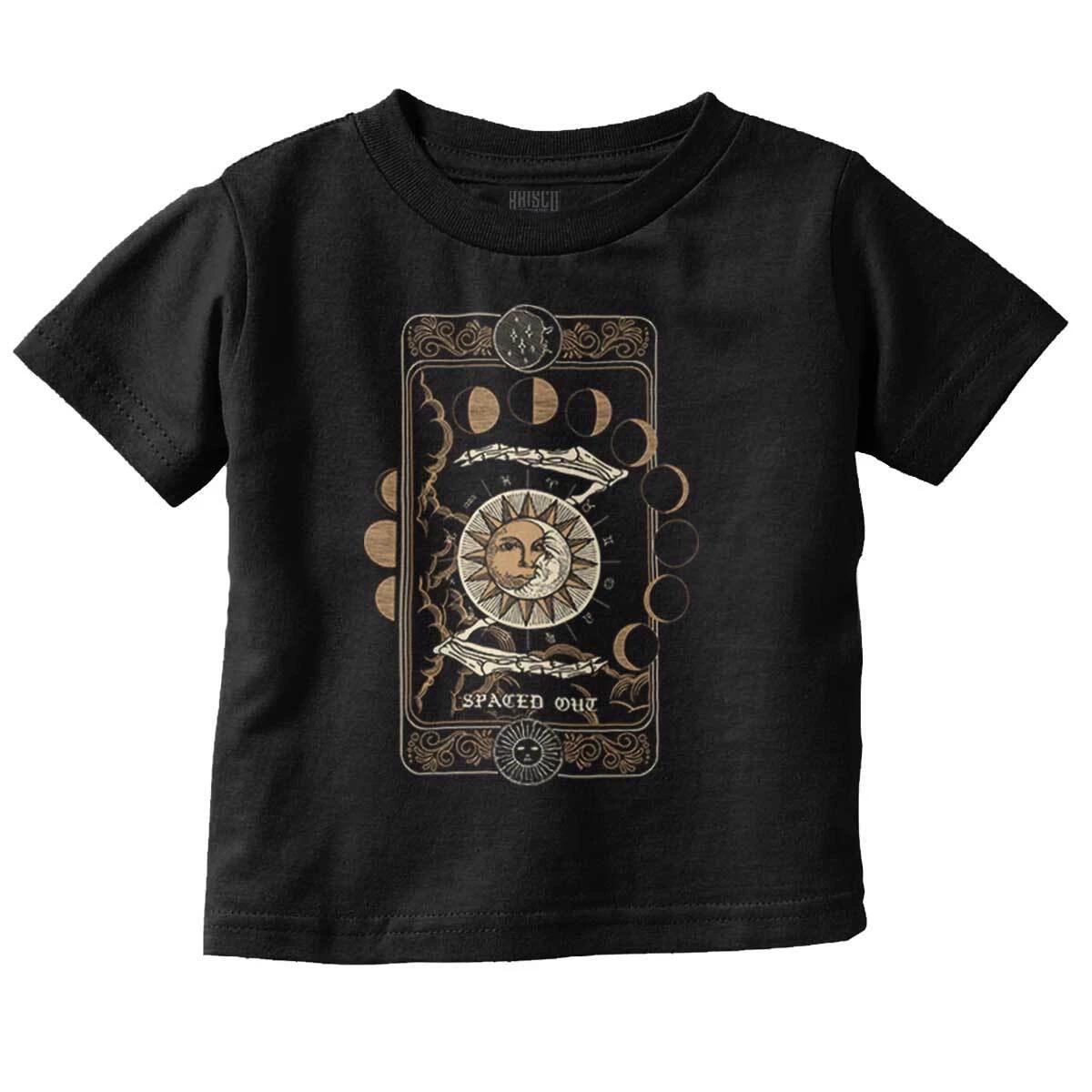 Witchy Spaced Out Celestial Sun Moon Phases Toddler Boy Girl Youth T Shirt Tee XS