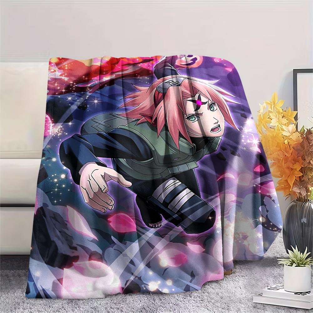 Naruto Sakura Haruno pattern Flannel Blanket, High quality Comfortable for All Seasons, Home Decor, Warmth and Comfort, Perfect for Gifts.