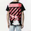 Off-White Splatter Paint Diagonal Striped Short Sleeve T-Shirt Men Tops Black OMAA002F161980239920