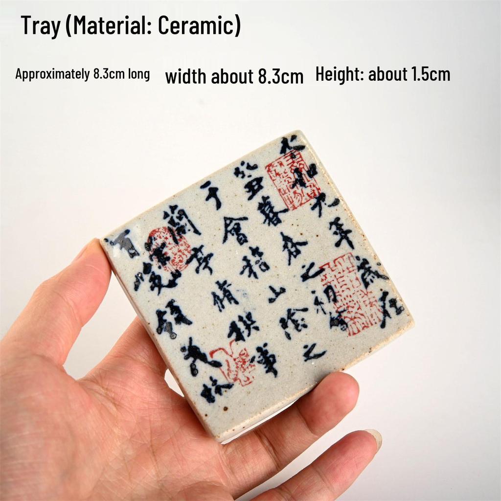 Chinese Ceramic Incense Burner with Calligraphy Design - Elephant Ornament for Sandalwood Tea Table Incense Sticks