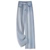 2025 Women's Light Blue High Waist Loose Straight Thin Jeans