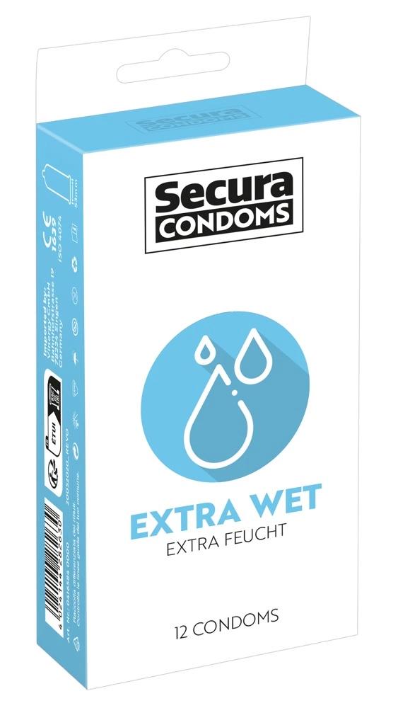 Secura Extra Wet - Silicone-Based Wet Coating Condoms 12pcs Box