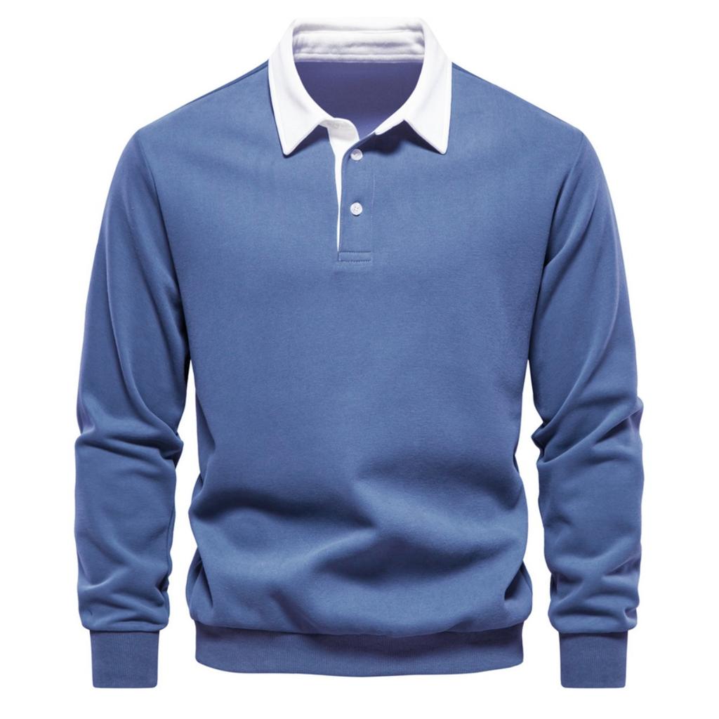 New Autumn Long Sleeve Polo Collar Sweatshirt, Plus Size European Trendy Casual Versatile High Quality Men's Hoodie