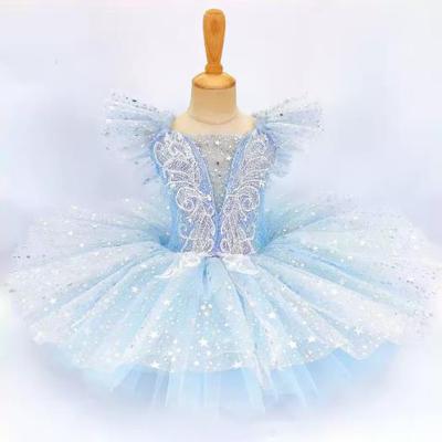 Romantic Children Ballet Tutu Dress Girl's Dance Skirt Gold Sequin Ballet Skirt Ballet Performance Long Princess Dress