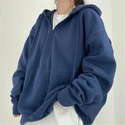 Losse Dames Hoodies Casual Effen Rits met Capuchon Sweatshirt Harajuku Koreaanse Losse Koppel Hoodie Jas Jas Streetwear