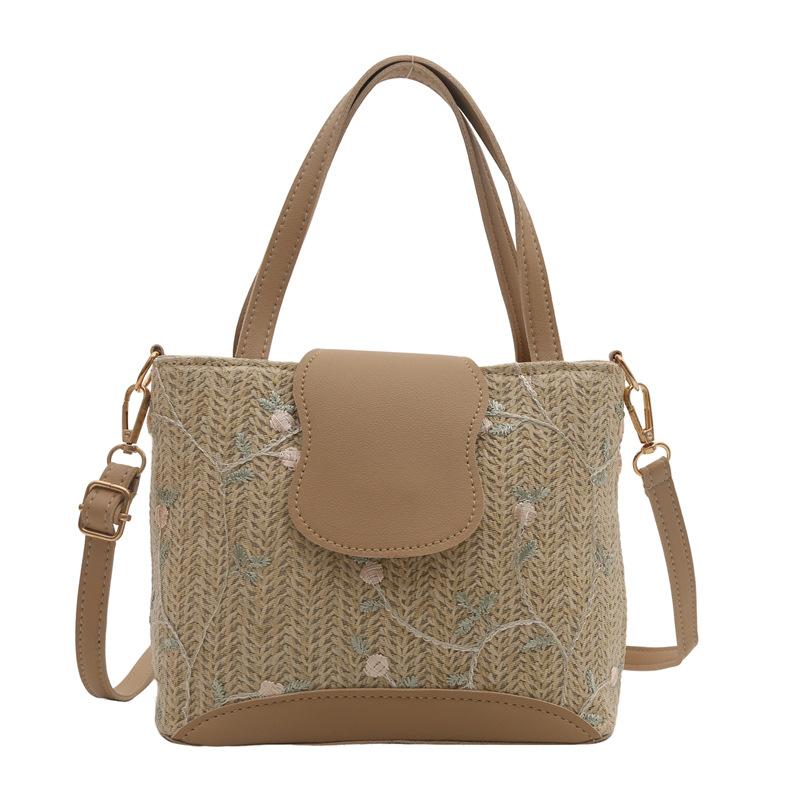 

Сумки Соломенные сумки-ведра Нишевые универсальные сумки Модные этнические сумки через плечо Сумки через плечо хаки