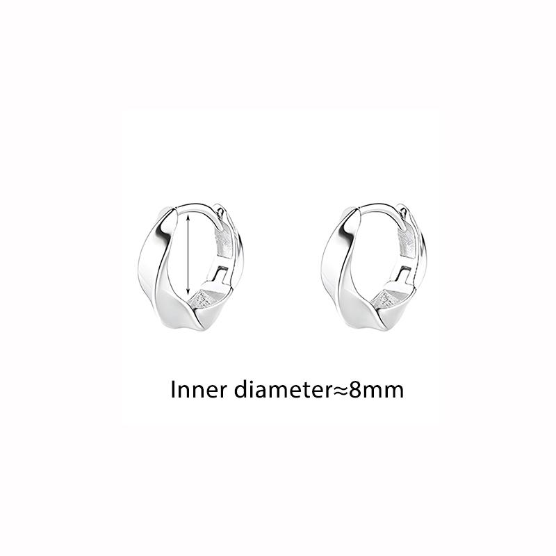 Real 925 Silver Trendy Personality Hoop Earrings for Charm Women Minimalist Fine Jewelry Geometric Accessories