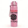 1PC Crass Black White Bold Text Print 750ml Colorful Plastic Sports Water Bottle Leakproof Pop Up Lid with Straw for Outdoor Work Home Use