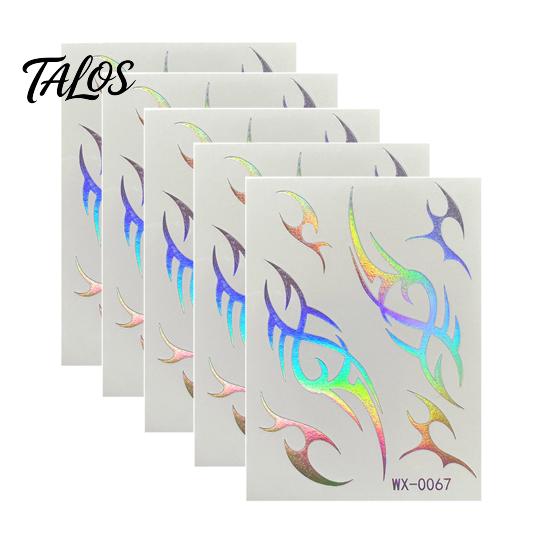 Talos 5 Sheets Holographic Lightning Tattoos, Waterproof Flash Temporary Stickers, Full Color Body Art for Festival Party