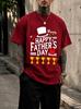 2026 New Pure Cotton Tshirt Happy Fathers Day Hat Trophy Slogan Print Round Neck Short Sleeve Casual Top