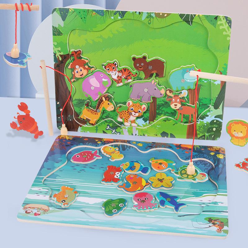 Kindergarten Magnetic Building Blocks & Fishing Game Set: Educational Toys for Parent-Child Interaction