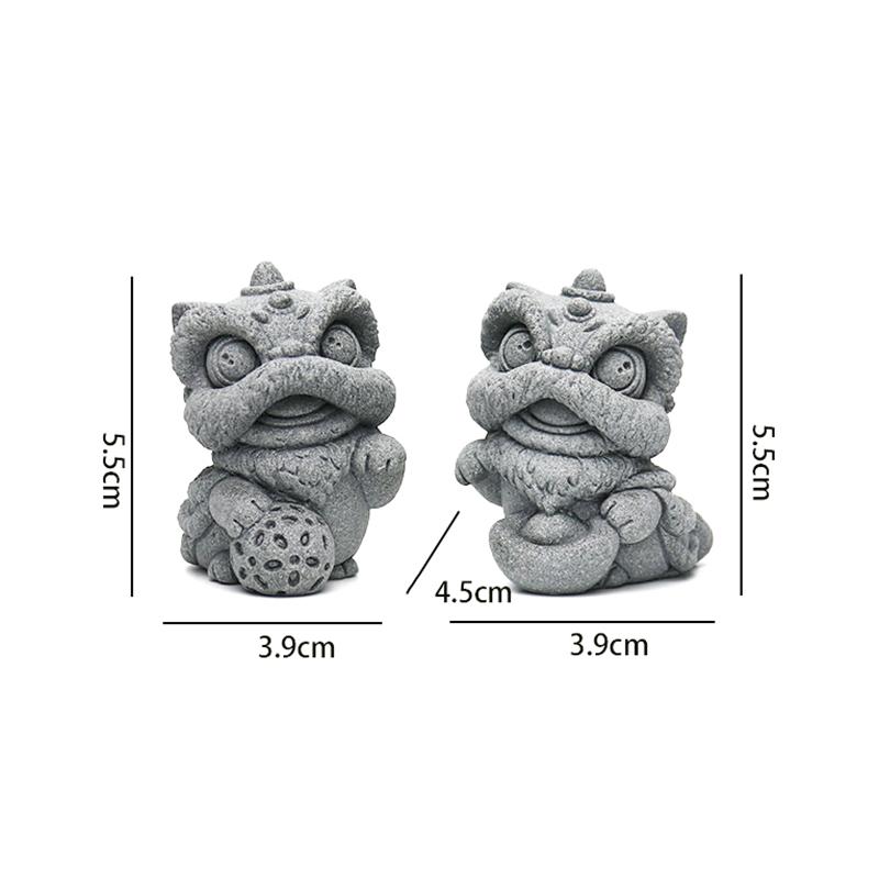 1Pair Lucky Auspicious Stone Lion Potted Plant Fish Tank Micro Landscape Decoration Desktop Tea Pet Ornament Decoration