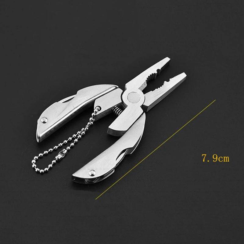 Outdoor Mini Folding Muilti-functional Plier Clamp Keychain Outdoor Hiking Tool Pocket Multitools Knife