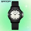 SANDA 3260 Sleek Trendy Student's Quartz Watch Silicone Strap Auto Calendar Waterproof Casual Wear Wristwatch for Adolescent