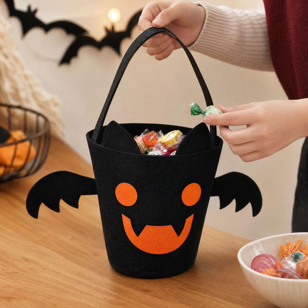 Halloween Candy with Handle, Storage Basket for -or-Treating, Party Favors and Home Organization