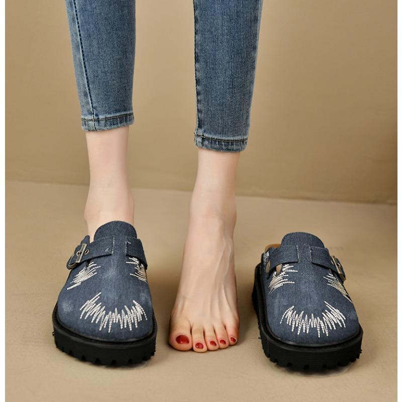 Women's Summer New Retro Old Bag Head Thick-soled Slippers Women's Outerwear Internet Celebrity Fashion Foreign Trade Casual Boken Shoes
