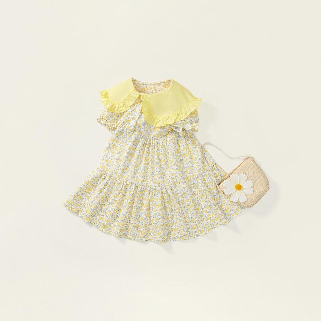 Girls' Floral Summer Dress 2025: Korean Mori Style with Bag - Trendy Pastoral Fashion for Kids
