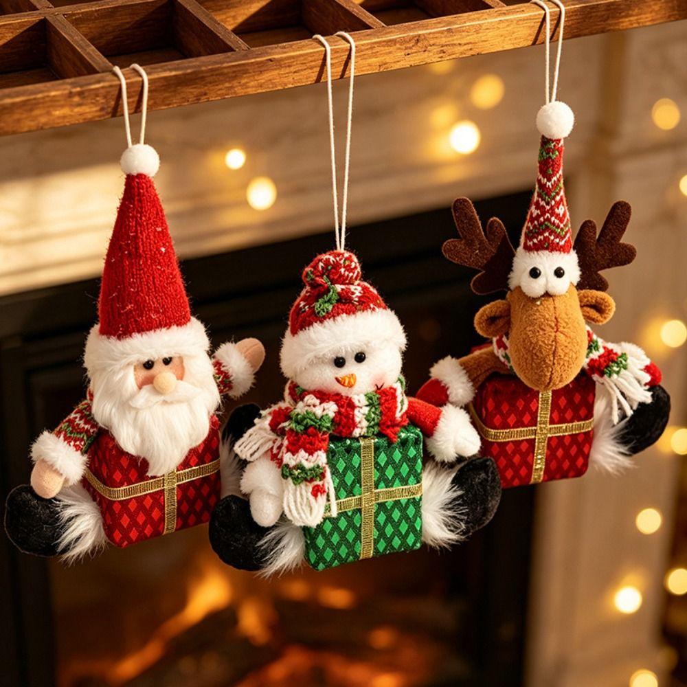 Hanging Style Christmas Hanging Ornament Creative Santa Claus Figurine New Gift Box Doll Holiday