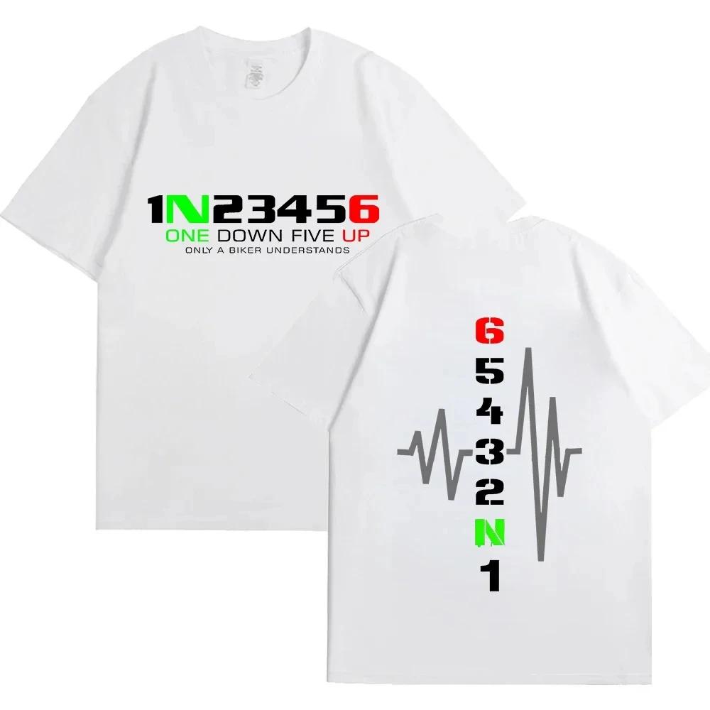 Harajuku Men's T-Shirts Manual Transmission 1N23456 Motorcycle Graphics Fashion Tops Oversized Tee Hip Hop Harajuku Streetwear