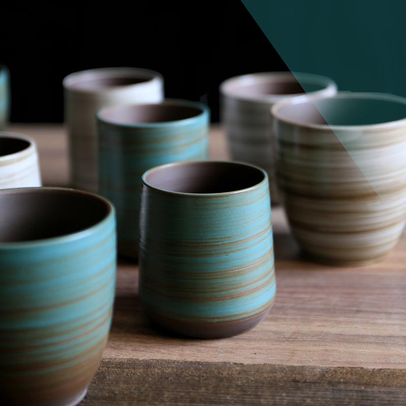 Vintage Japanese Raku Pottery Tea Cup Handcrafted Coarse Ceramic Kung Fu Cup Kiln Glaze Unique Design for Home Use