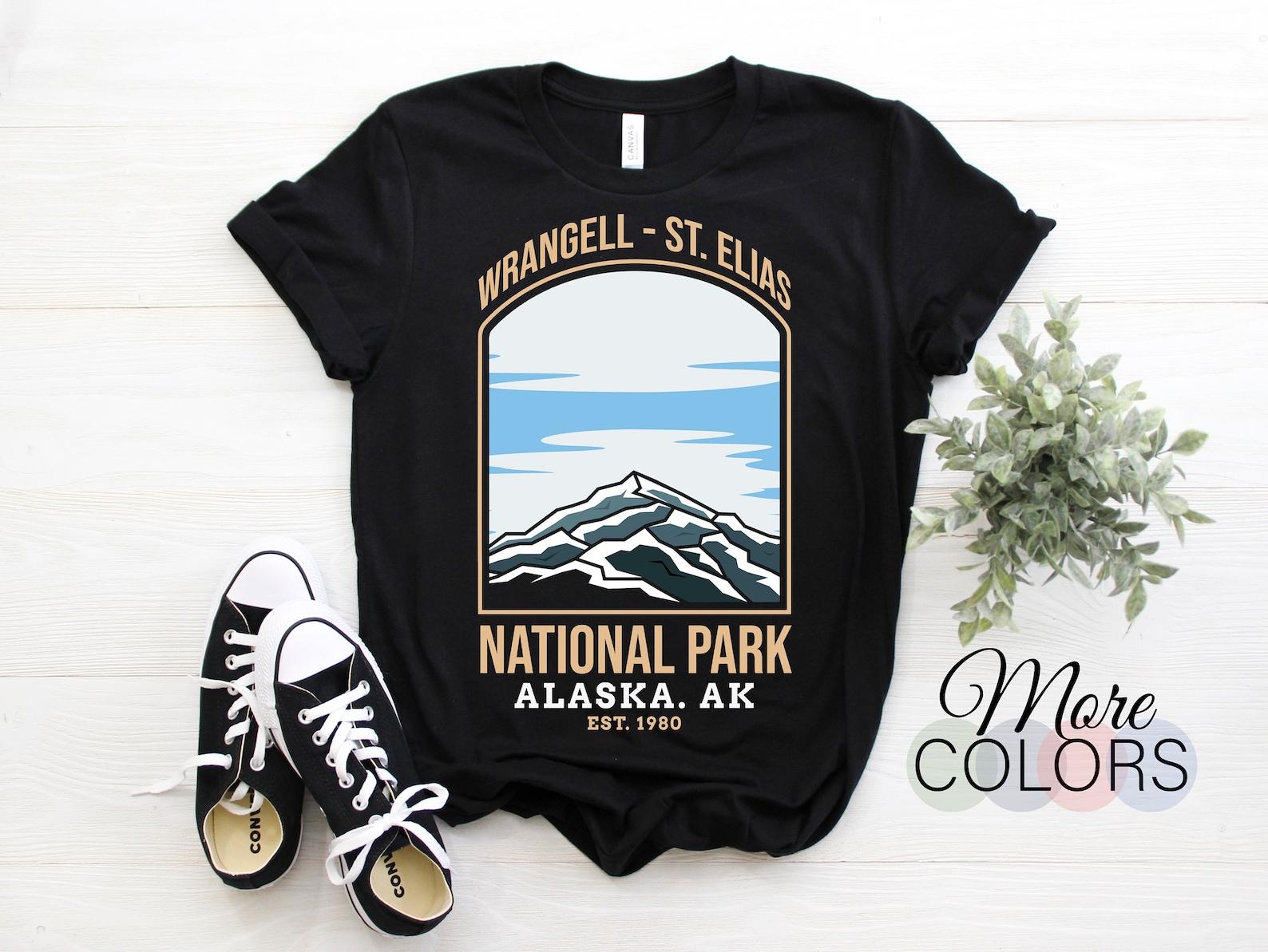 Wrangell St Elias National Park US Vintage T-Shirt, USA Alaska Parks Lover Gift, Adventure Outdoors, Camping Hiking Travel Souvenirs Present 130