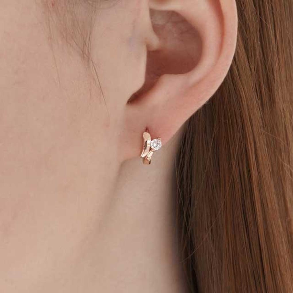 14K Simple One-Touch Cubic Earrings C24EGP209