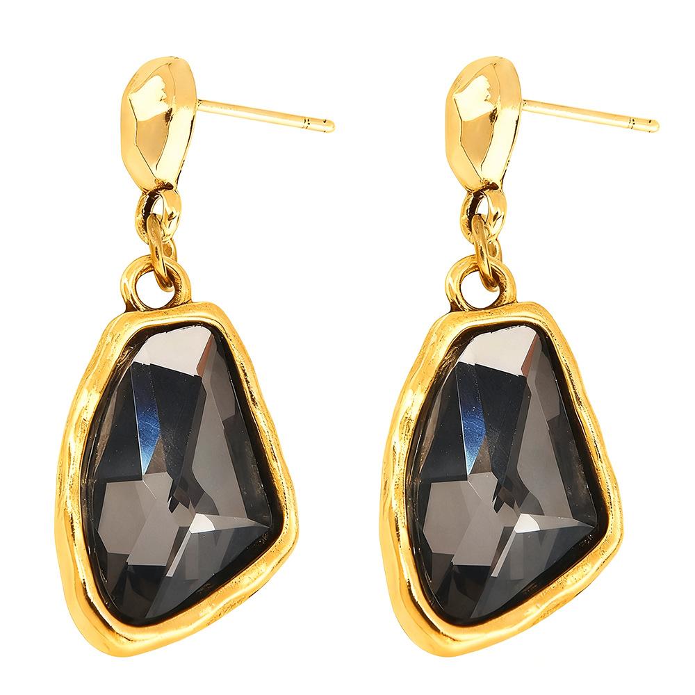 Spanish Tea Crystal Geometric Earrings Women S Russian Style Temperament Casual Earrings Women S Crystal Stud Earrings