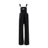 Damen Schwarz Denim High Waist Weites Bein Jumpsuit - Frühling/Herbst Altersmindernd Bodenlang Overalls