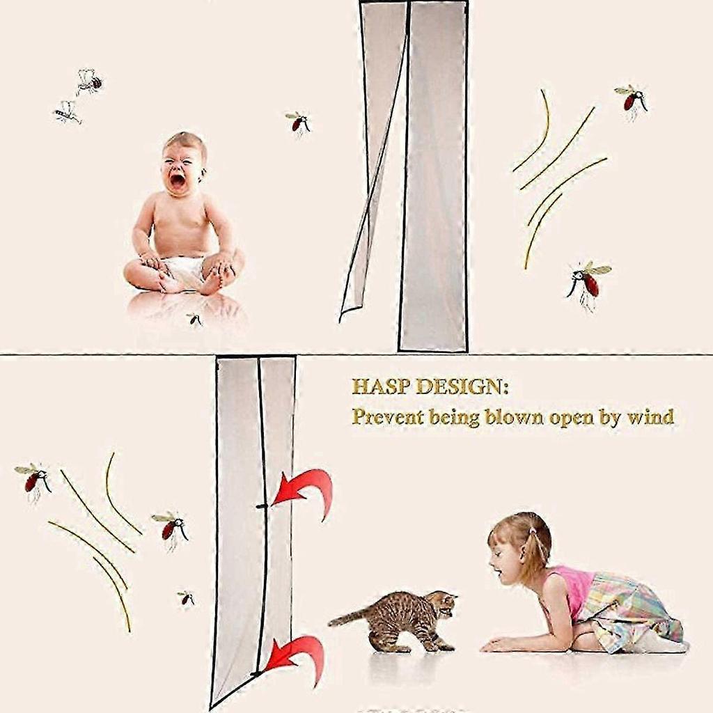 Magnetic Door Screen High Density Fly Bug Mosquito Mesh Curtain Automatically Mesh Door Nets Keeps Bugs & Mosquitoes Out, 35*83in, Coffee