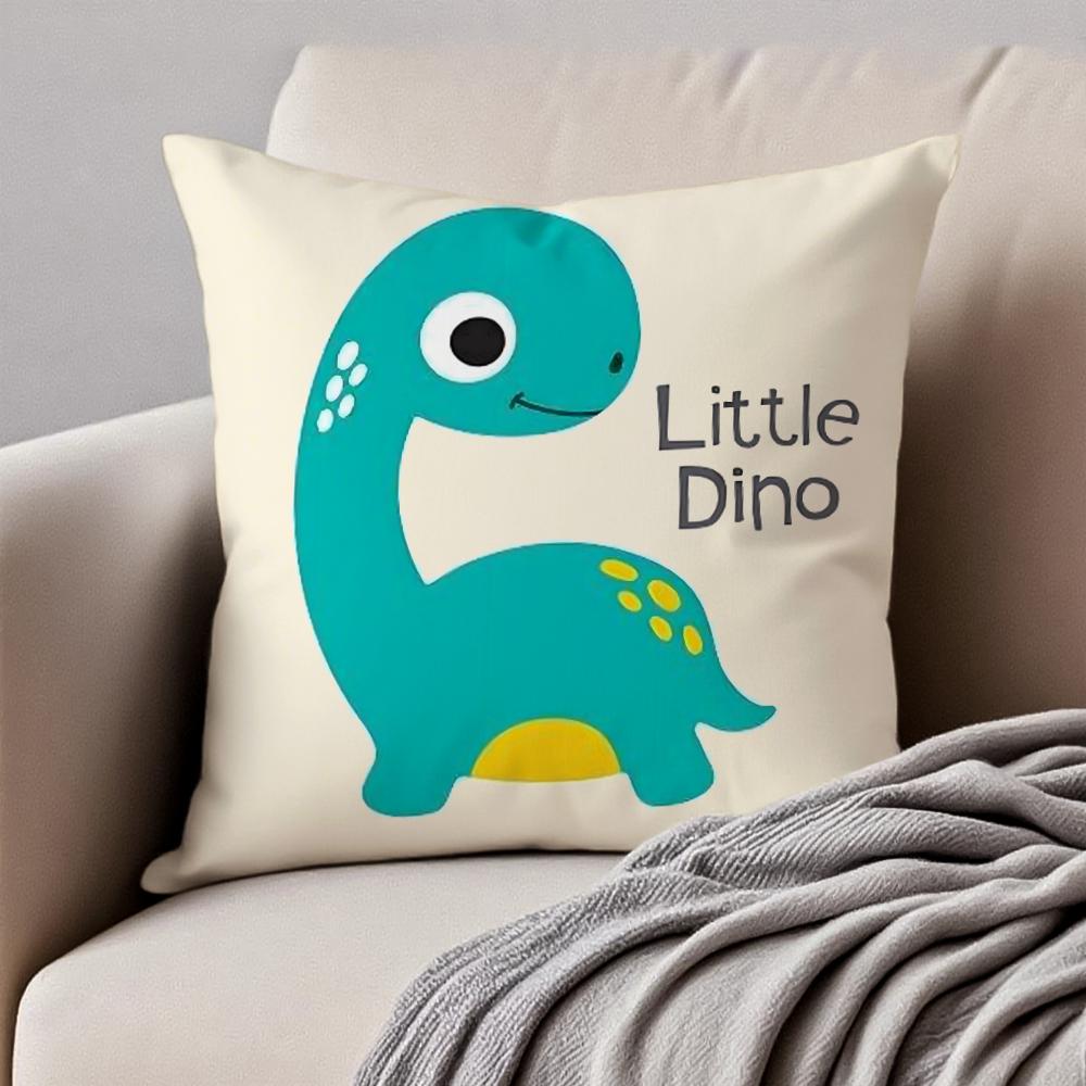 Cute Funny Art Dinosaur Cushion Cover Pillowcase Anti-Dustmite Invisible Zipper Short Plush Sofa Cushion
