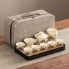 High-end Huang Ru Kiln Travel Kung Fu Tea Set Household Portable Cover Bowl Teacup Teapot Light Luxury Business Gifts
