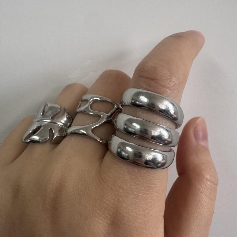 Stainless Steel Irregular Multi-Layer Ring Vintage Silver Color Starfish Open Adjustable Rings for Women Men Personality Jewelry