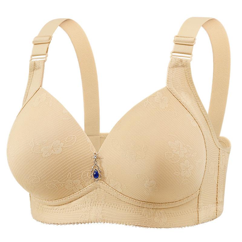 High-grade anti-sagging large size thin underwear women gather fat mothers in the elderly without steel ring bra