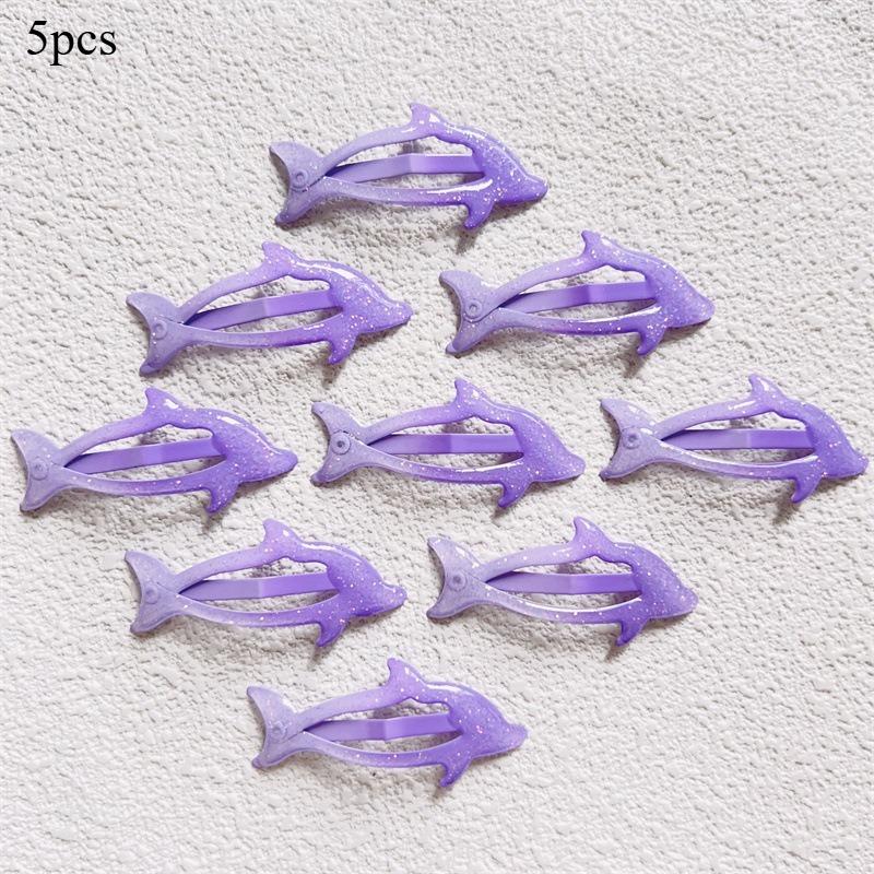 Women's Hair Accessories Gradient Multi Color Side Split Hair Clips Cute Dolphin Hair Claw Metal Animal Print Hair Clip for Girl