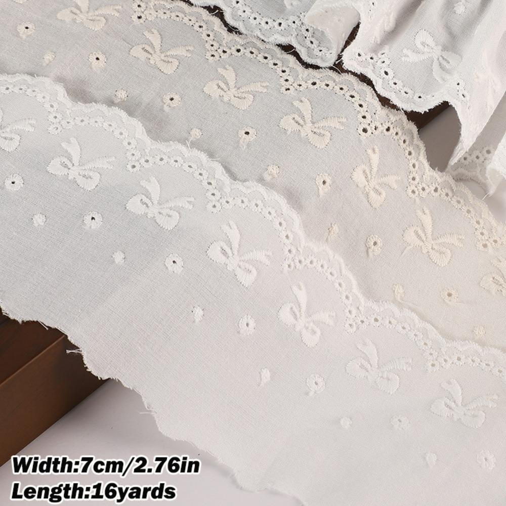 Decorative Trim White Ivory Cotton Lace Trim 16 Yards Embroidery Floral Embroidery Ruffle Sewing Trim