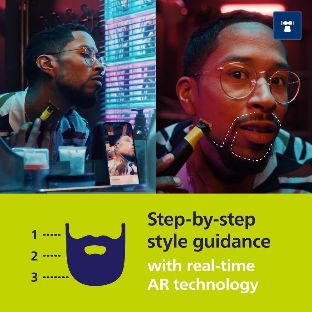 Philips Norelco OneBlade 360 Connected Hybrid Face Body Electric Beard Shaver and Body Groomer Kit with 360 Blade 1x360 and Travel Model + Trimmer,