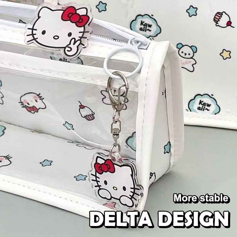 

Cute Sanrio Hello Kitty Pvc Transparent Pencil Case Student Creative Kt Cat Pen Bag Large Capacity Storage Bag Stationery Supply