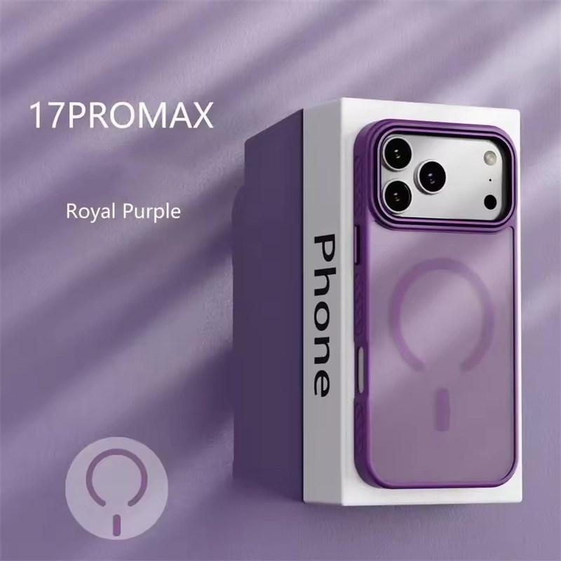 Frosted Matte Translucent Magnetic Phone Case For 17 Air 17 16 15 14 13 Pro Max For Magsafe Wireless Charge Shockproof Cover
