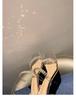 Summer 2025 Korean Fairy Square Toe Rhinestone Strap Transparent Chunky Heel Sandals for Women