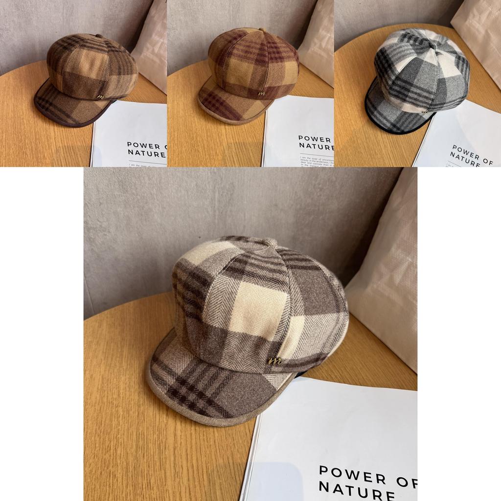 Vintage Style Newsboy Cap With Polyester Wool Blend For Fall Winter Wear