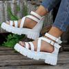 Fashion Roman Sandals Women Summer Shoes Casual Hollow Thick Bottom White Black Women's Shoes Cross Strap Gladiator Sandales Femmes