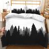3D Mountain Forest Duvet Cover Set Snow Mountain Winter Theme King Queen Size Comforter Cover for Kid Teen Polyester Bedding Set