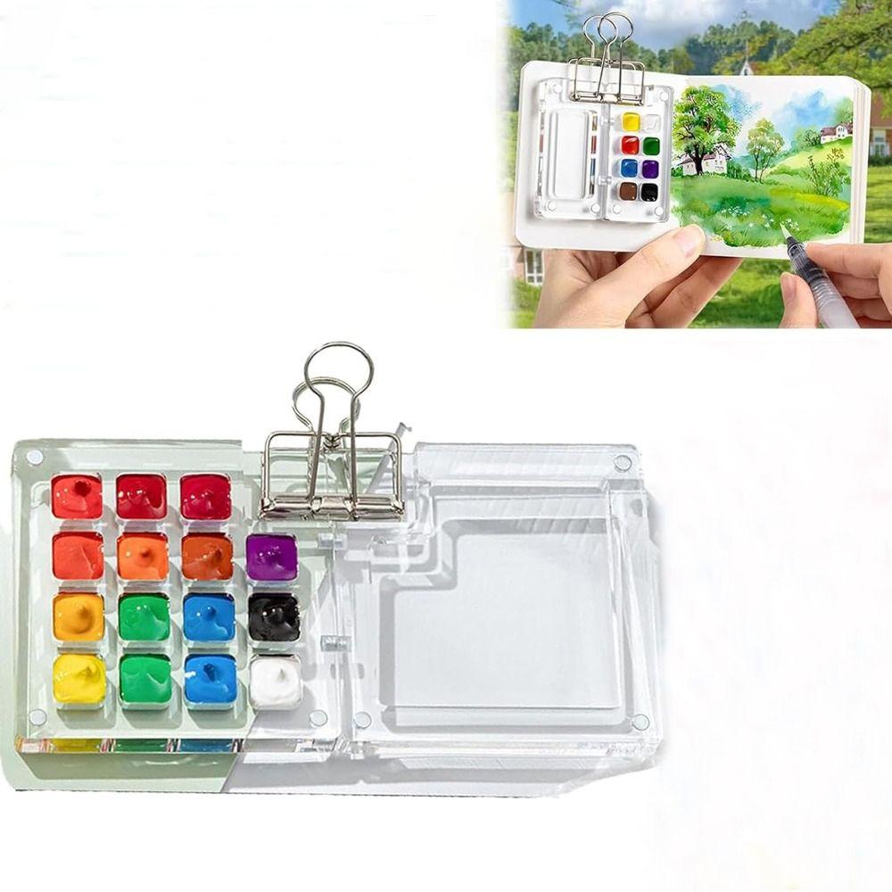 with Clip Travel Paint Palette Acrylic Painting Supplies Travel Watercolor Palette Gift for Women Men Durable Watercolor Palette