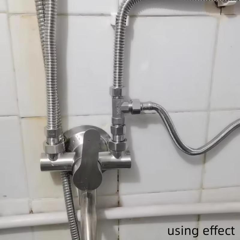 Toilet Diverter Valve Stainless Steel Adapter G1/2" T-Valve For Bath Bidet Sprayer Shower Fitting 4 Points Three-way Water Pipe