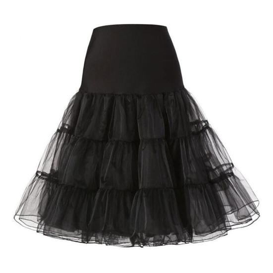 

Юбка-фонарик из газовой ткани с высокой талией, многослойным подолом, мини-юбка однотонного цвета, трапециевидная юбка для вечеринки L чёрный