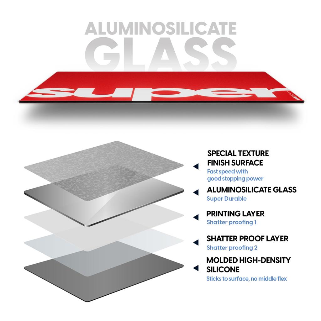 Pulsar Gaming Gears eSports Gaming Mouse Superglide3 Glass 42cm x 33cm Pad, Mousepad, Non-Slip, (L, Red)