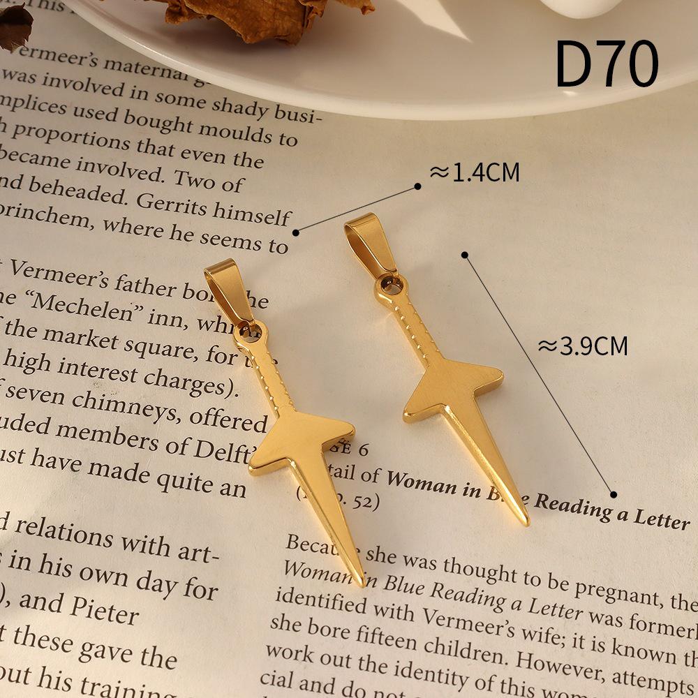 European & American Style Vintage Cross Necklace with Small Scissors Pendant - 18K Gold Plated Titanium Steel