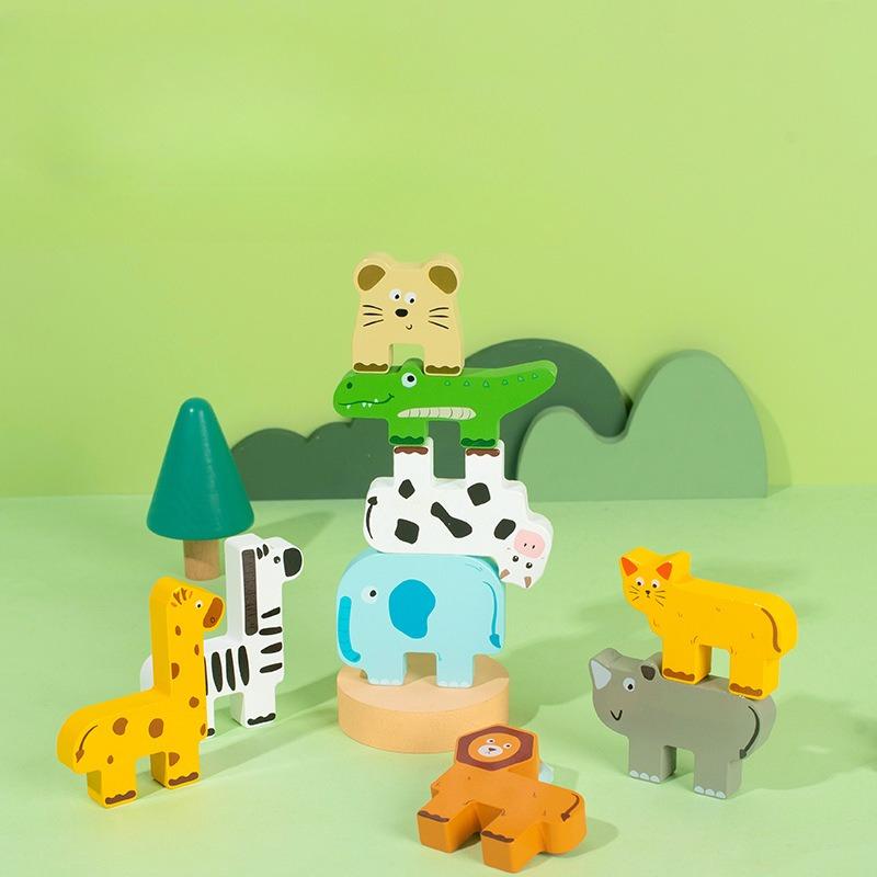 Wooden Fun Animal Stacking Music Balance Stacking High Children'S Puzzle Stacking Building Block Early Education Toys