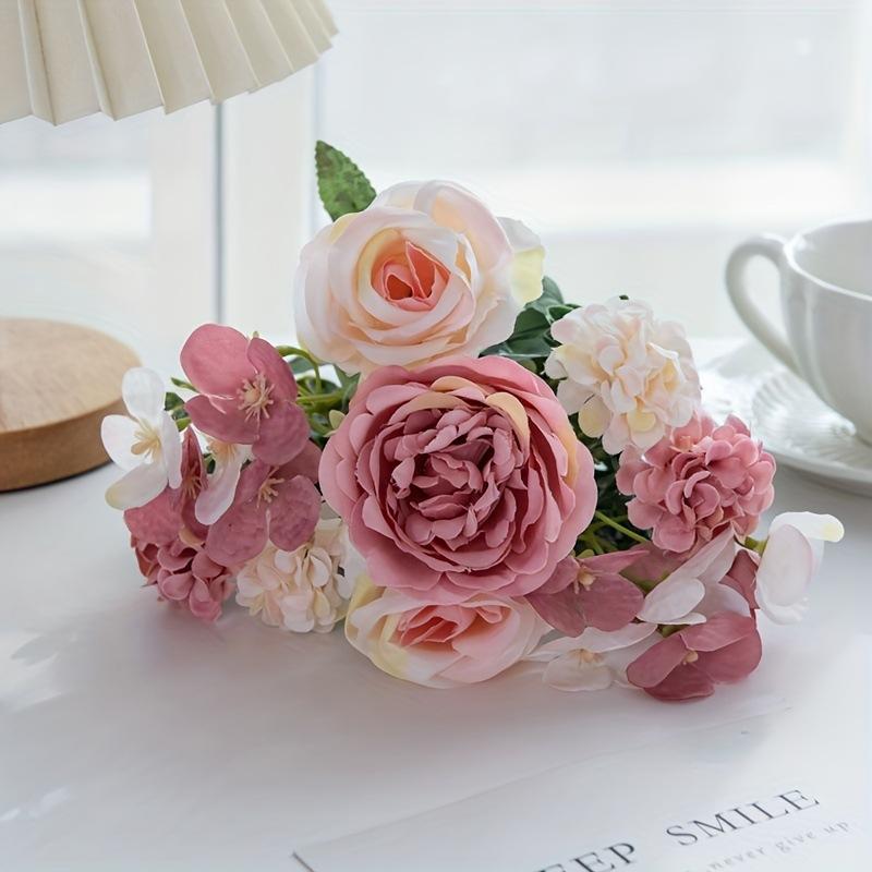 Peony Rose Hydrangea Wedding Decoration Dining Table Photography Props Artificial Fake Flower Factory Party Vase Arrangement